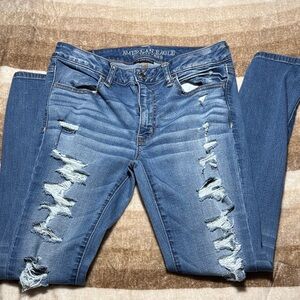 American Eagle Outfitters Women's Ripped Blue Skinny Jeans
